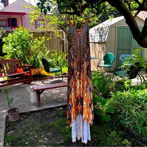 Multi-color snake skin high low dress